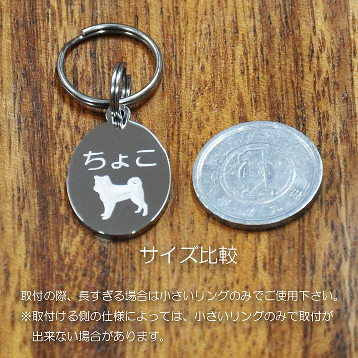 小型犬にぴったり かわいい メタル 迷子札 楕円 （たまご型） ステンレス リングオーバルS